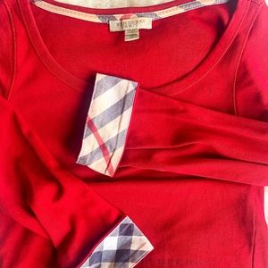 Burberry Brit Red 3/4 Cotton Shirt XS